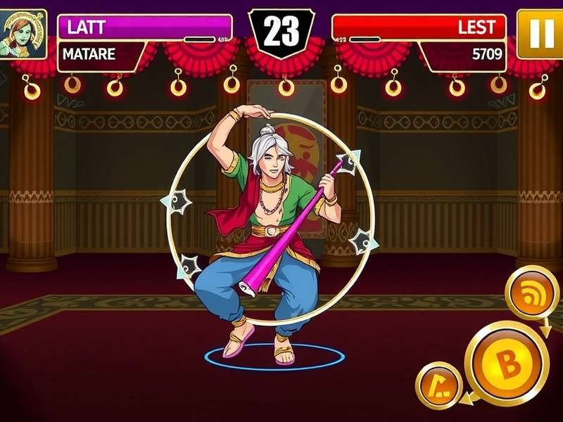 Bhangra Blades gameplay screenshot showing character performing dance moves